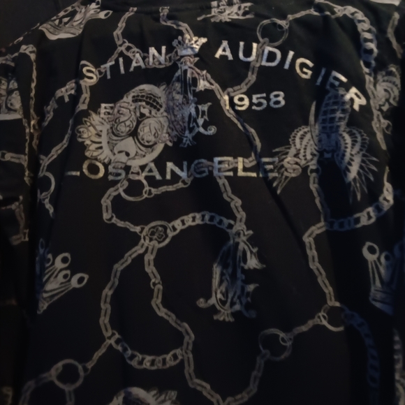 Ed Hardy gorgeous and very unique rhinestone king skull and chain shirt. XL - Picture 5 of 8